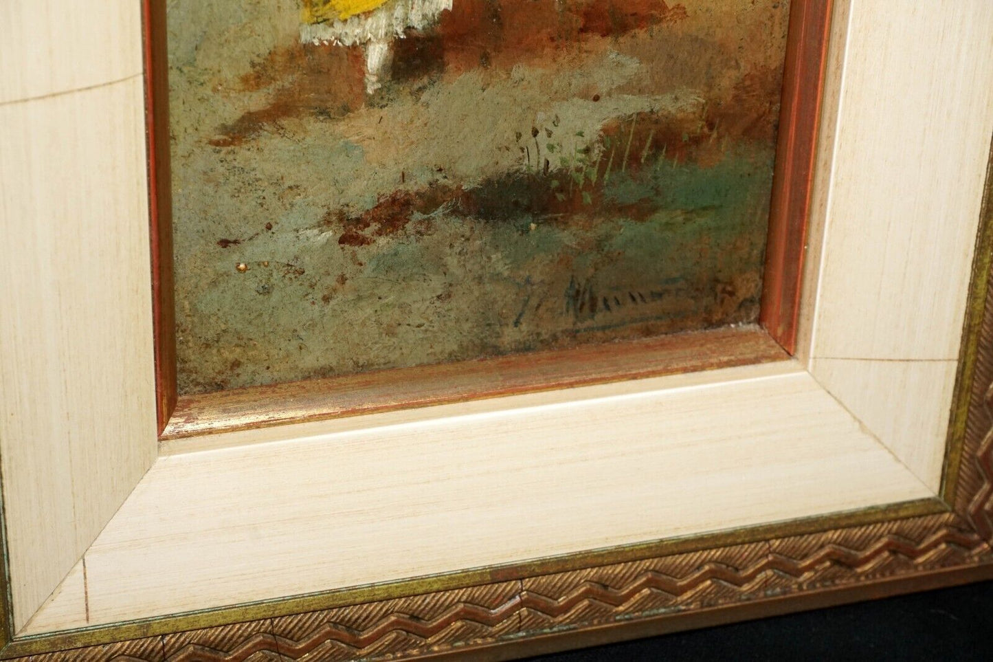 2x Oil Paintings w 19th Cent. Romantic Couples in Garden Settings by Munoz (HiC)