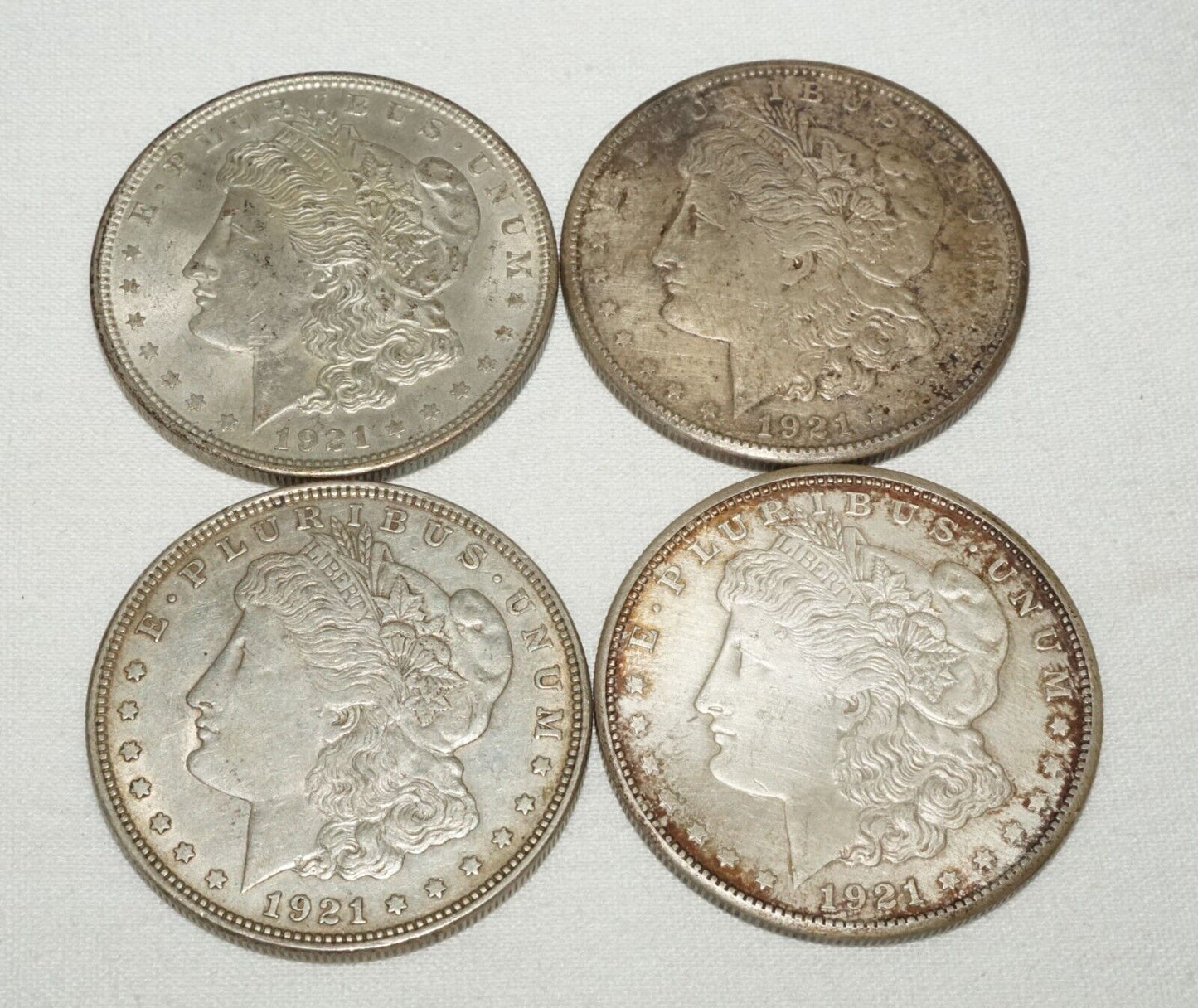 4Pc 1921 US Circulated $1 Silver Morgan Dollar Coins (KiL)