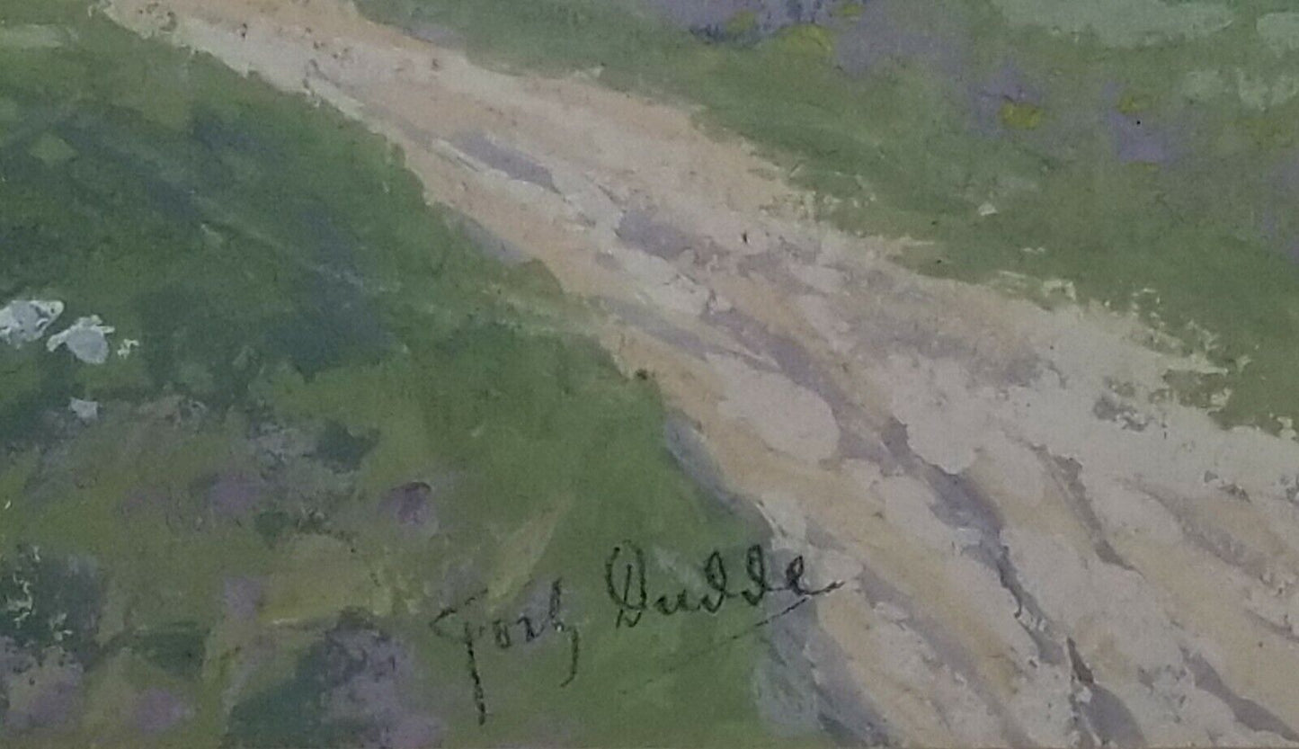 1930s German Gouache Painting "Country Road" by Franz Dudde (1889-1965)(***)