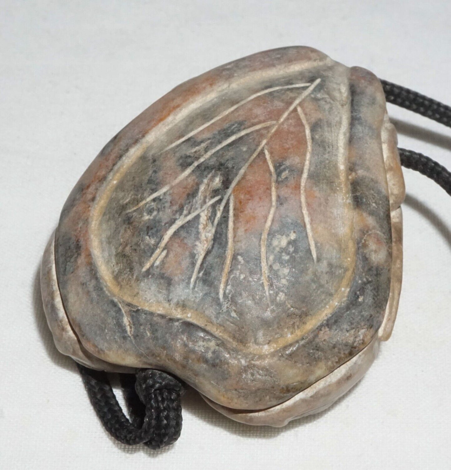 Vintage Chinese Steatite Carved Pendant w. Double Turtle Motif on Cord (InS)