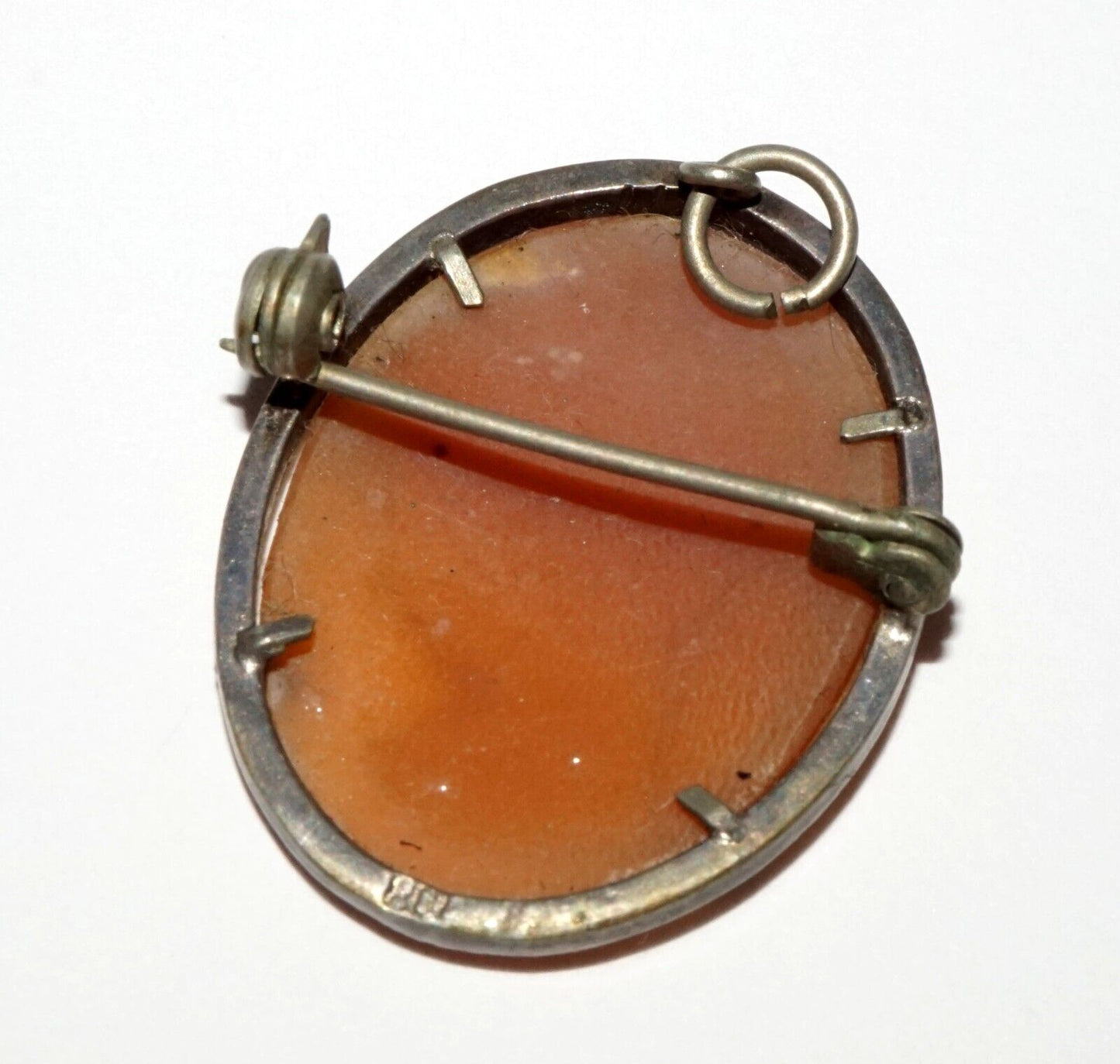 Vintage Italy 800 Silver set Pendant Brooch Shell Cameo Woman's Bust (LeL)