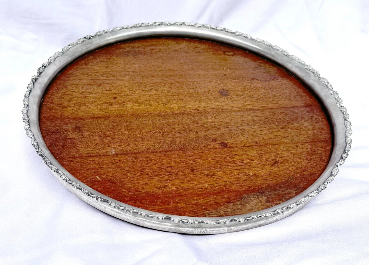 Vintage Shreve & Co San Francisco Silver & Mahogany Tray 11.25" (SmM)