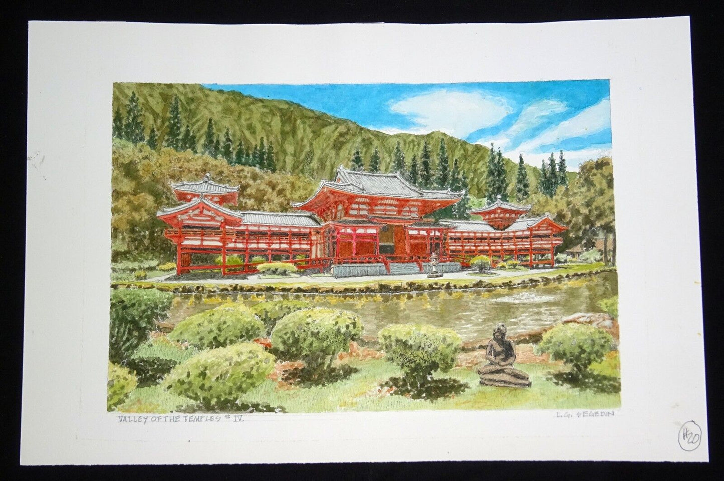 Original Hawaii Watercolor Painting "Valley of the Temples IV" by L Segedin #20