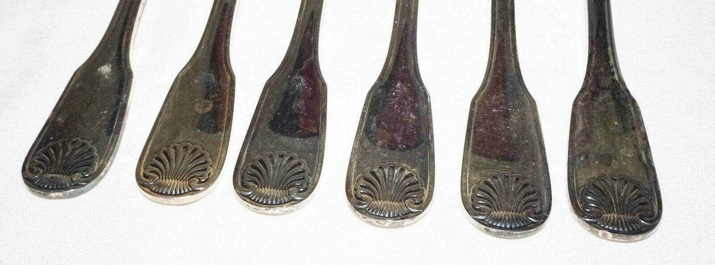 6Pc France Silver Plated Dinner Forks Lot Shell Vendome Pat Christofle (NiC) L6