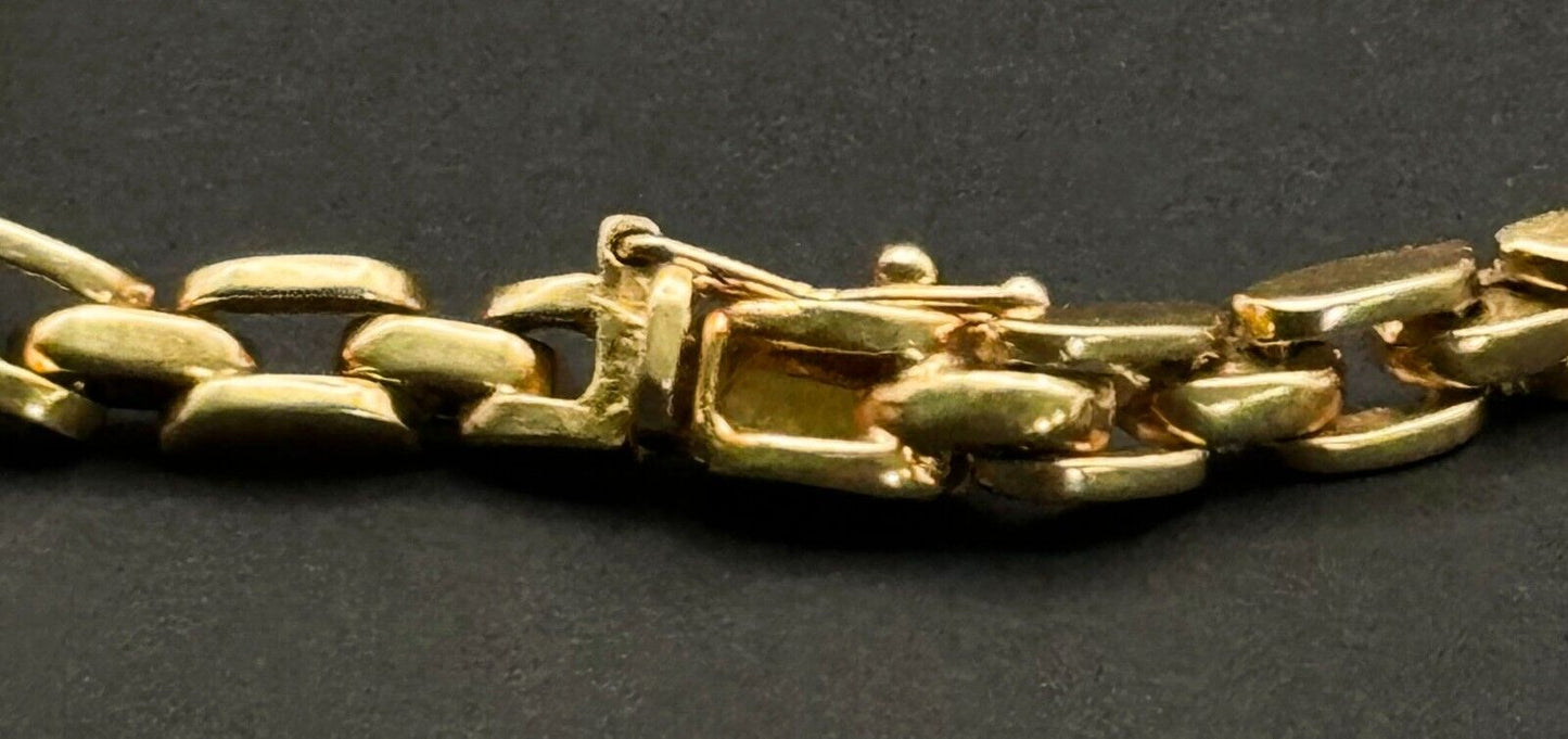 Vtg 14k Yellow Gold Link Bracelet 7.5 " w 8 Diamond Accents & Safety Clasp (MeK)