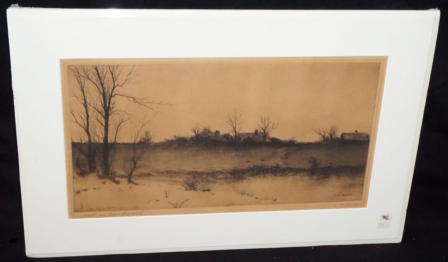 Antique US New England Framed Etching Fall in New England by E.W. Skelton (New)