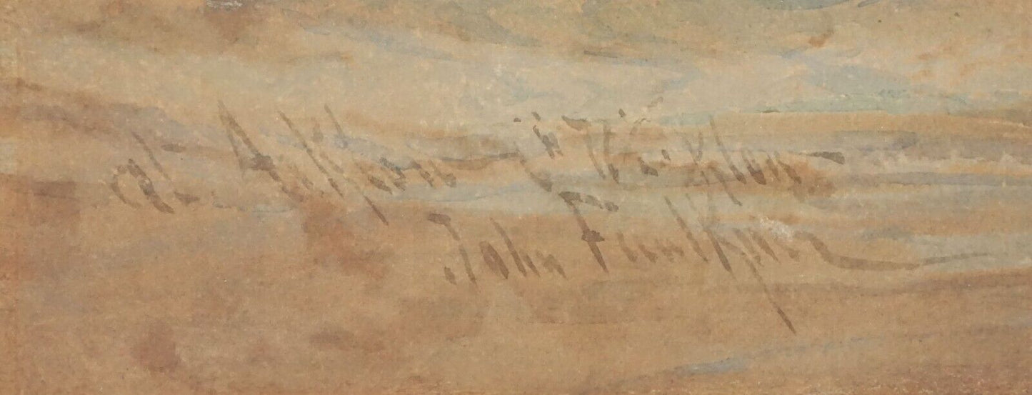 1870s Irish WC Painting Fisherman at Arklow County Wicklow by John Faulkner (AhB