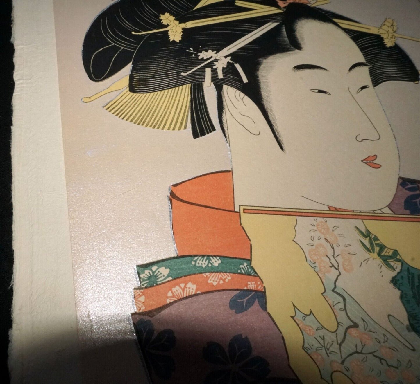 Vintage Japanese Woodblock Repro Print A Brooding Love by Kitagawa Utamaro (OdC)