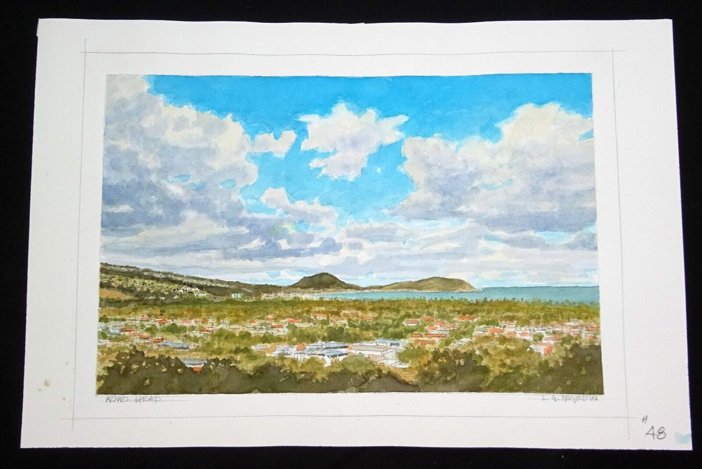 Orig. Hawaii Watercolor Painting "Koko Head poss. Diptych" by L. Segedin #48