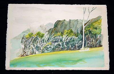 1970s Hawaii Abstract WC Painting "Landscape" by John Wisnosky (1940-2006) (Hos)