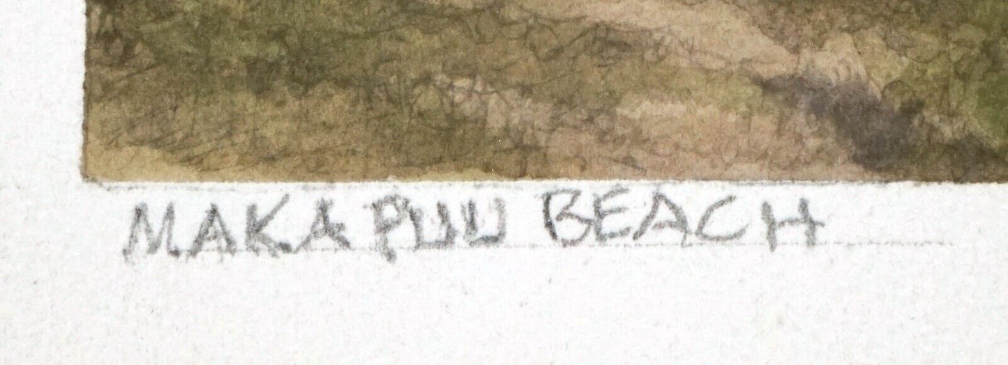 Hawaii Watercolor Painting "Makapuu toward Rabbit Island" by L. Segedin #108