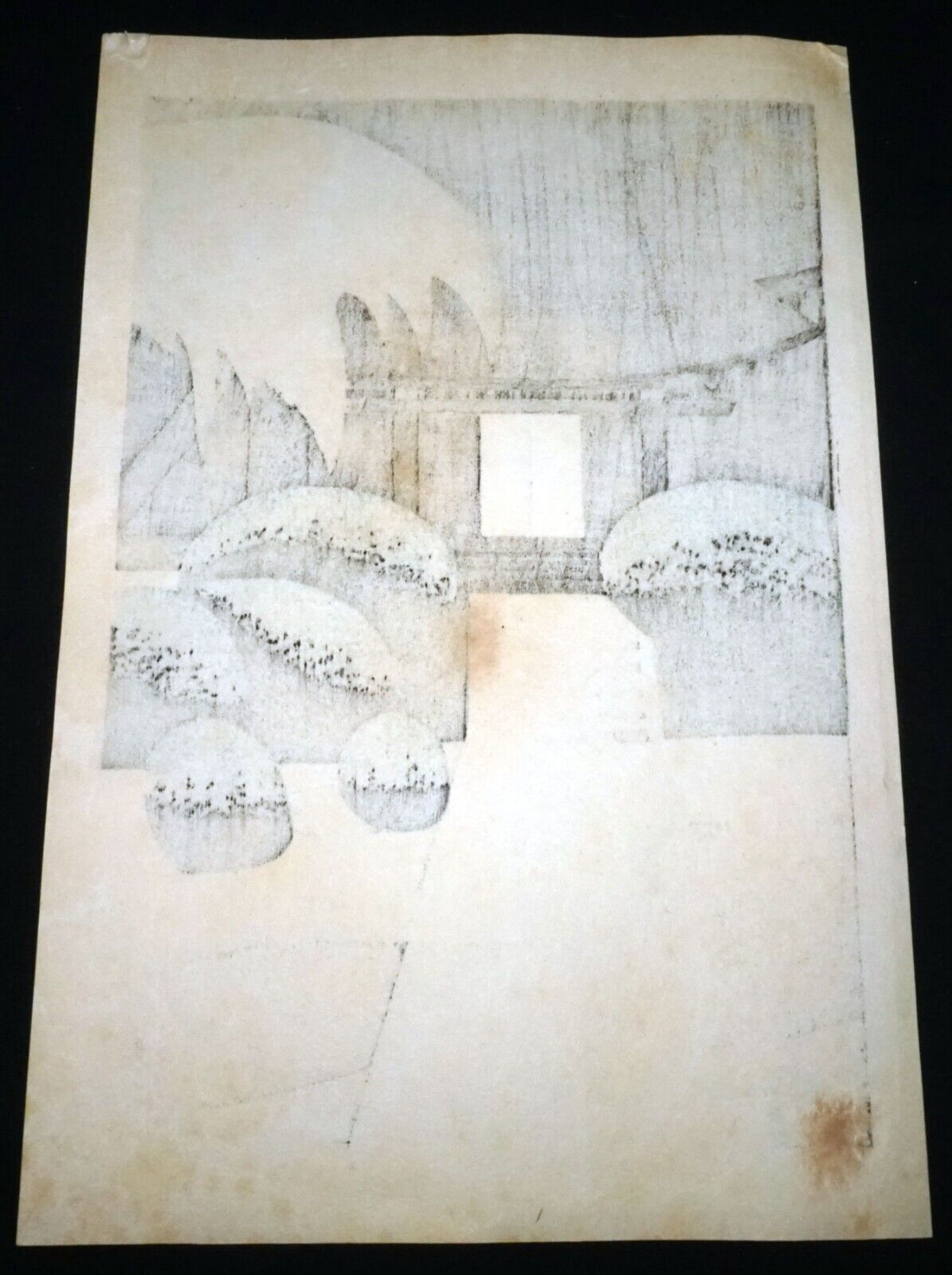 1960s Japanese Woodblock Print Kaminoyama Jokoji Temple by Kiyoshi Saito (WaC)