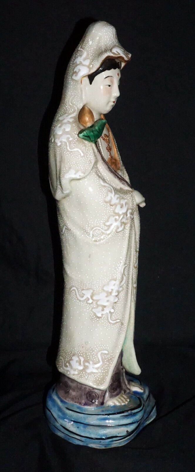 Antique Japanese Kutani Guan Yin Edo Statue- Meiji 19th Century (MiM)