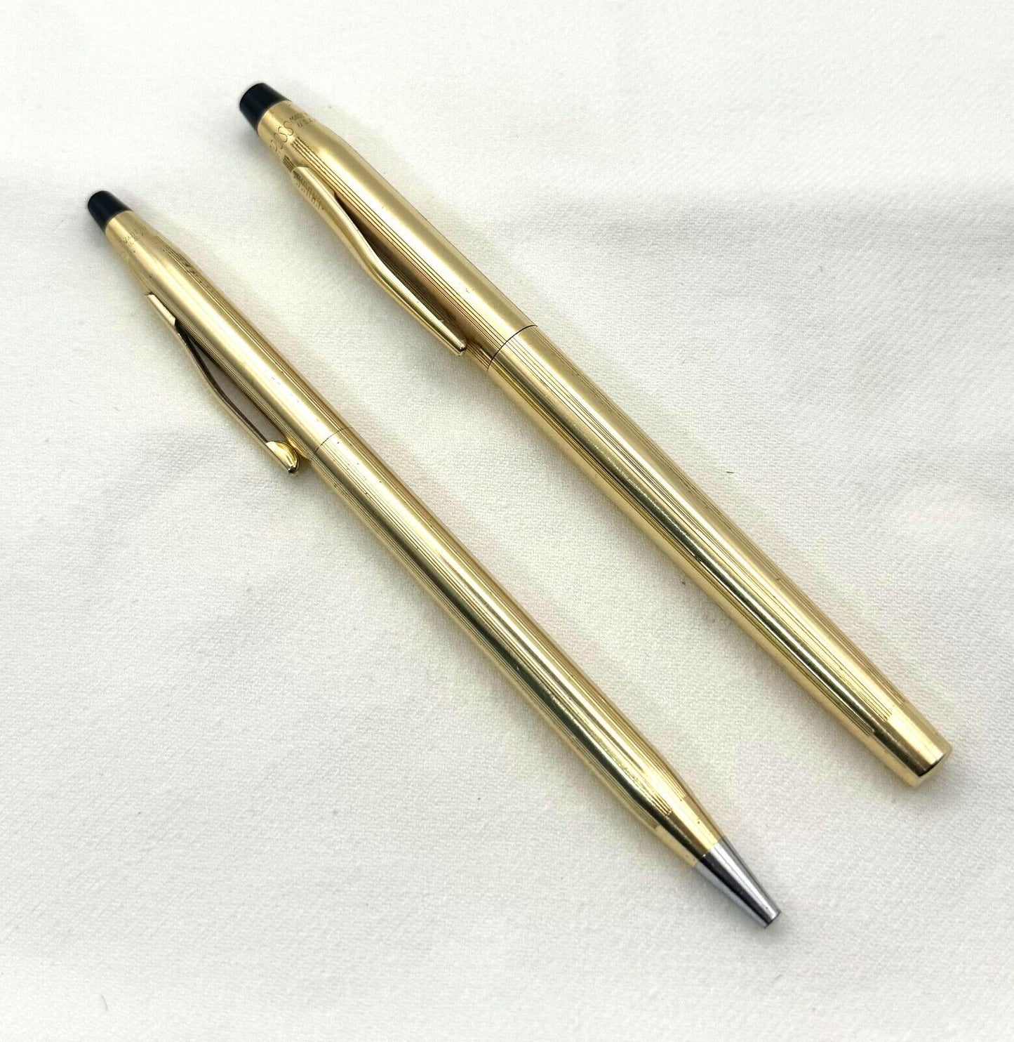 USA-Vintage 12k Gold Filled Cross Ballpoint Pens Set- Twist & Cap Versions (MiM)
