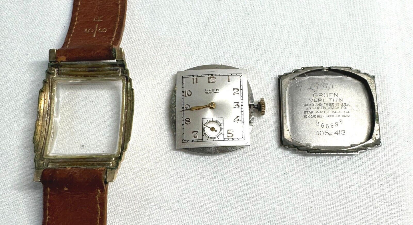 1940's Gruen Veri-Thin Deco Style Wrist Watch (InS)