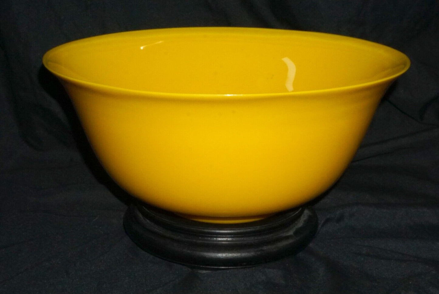 18/19C Chinese Qing Marked LG Yellow Peking Glass Bowl & Stand Qianlong (MiM)