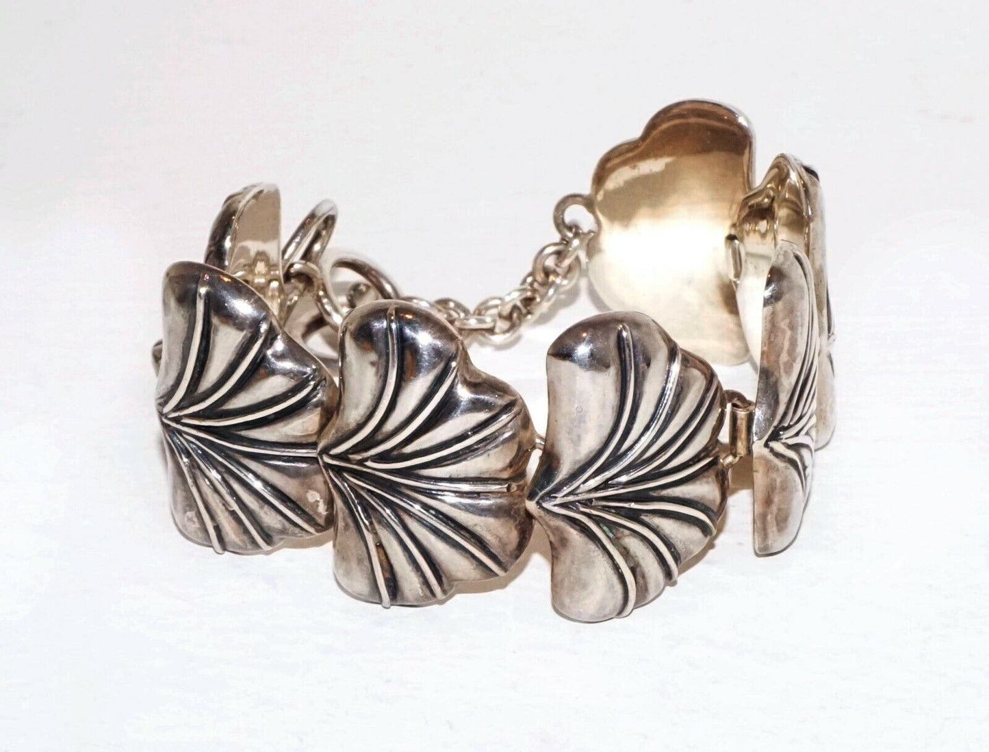 Hawaii Sterling Silver Ginkgo Leaf Motif Link Bracelet by Paradisus (LeP)#5