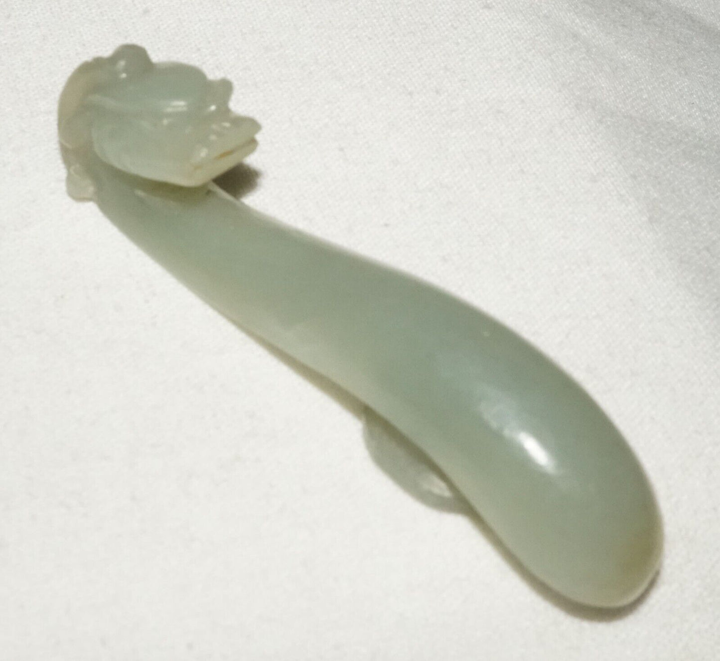 Antique Chinese Grey Green Nephrite Jade Dragon Belt Hook (UVi)#7