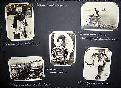 10 x1930's PHOTOGRAPHS ALBUM PAGE of JAPAN, YOKOHAMA, NAGASAKI, KAMAKURA (gers)