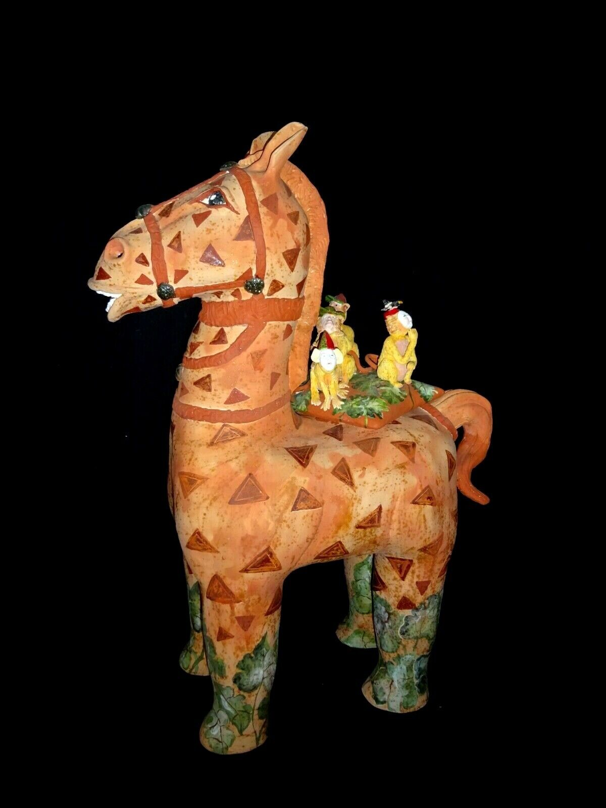 Hawaii Pottery Sculpture Horse Around Monkey Business by Vicky Chock (Z)