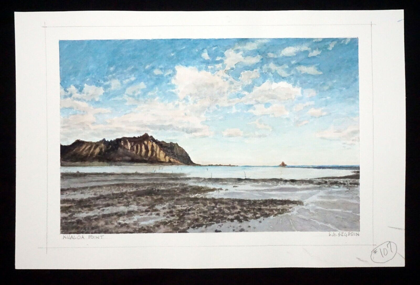 Hawaii Watercolor Painting "Kualoa Point & Chinaman's Hat" by L. Segedin #107