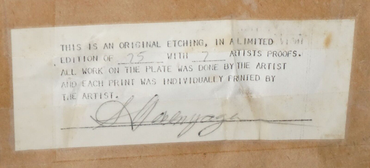 Hawaii Etching Print 29/75 Kalapana II Outrigger Canoe Shirley Hasenyager (FeH)