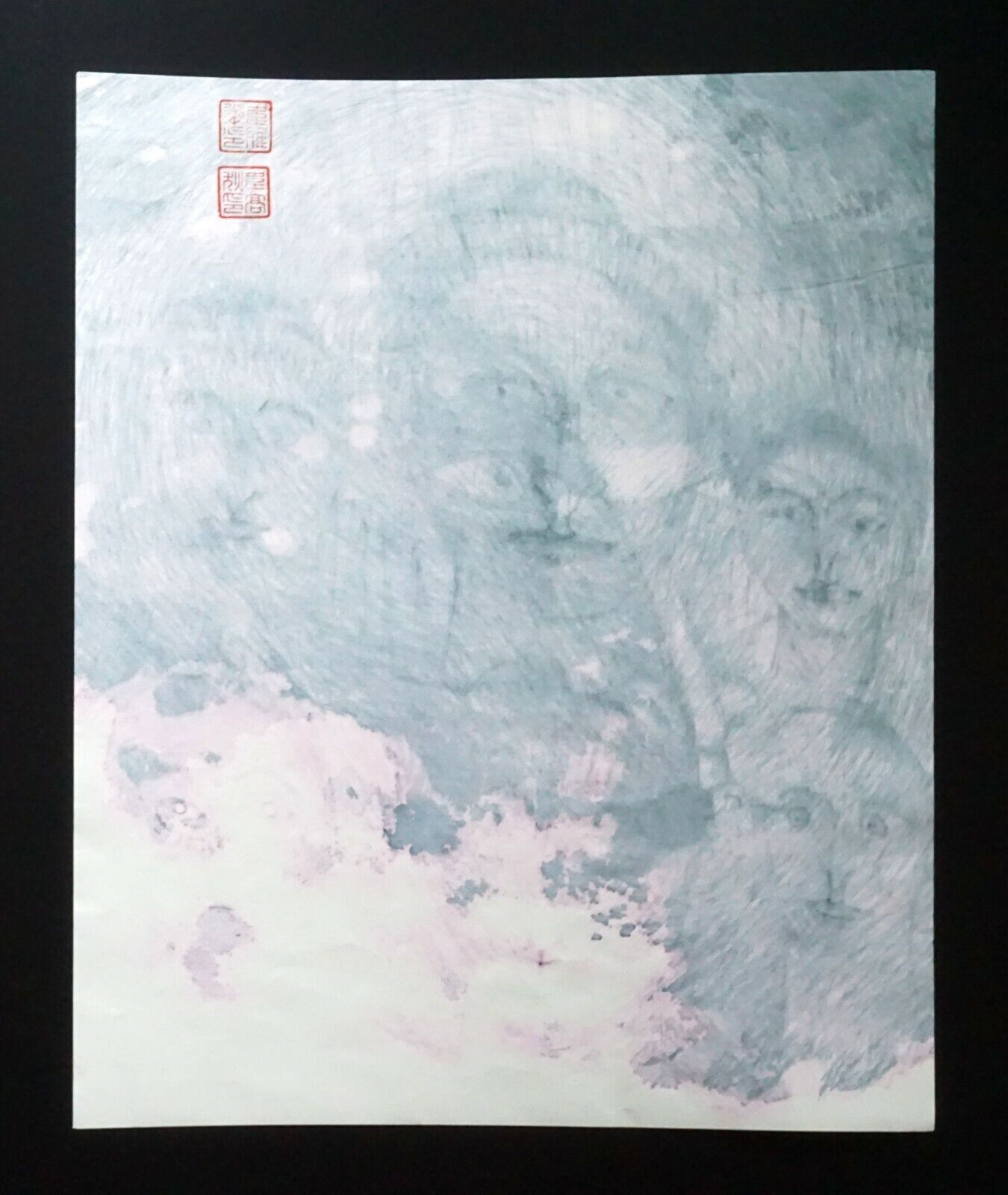 France Hawaii Outsider Art Ink Drawing Starring Figures by Claude Vedel (EtJ)#7