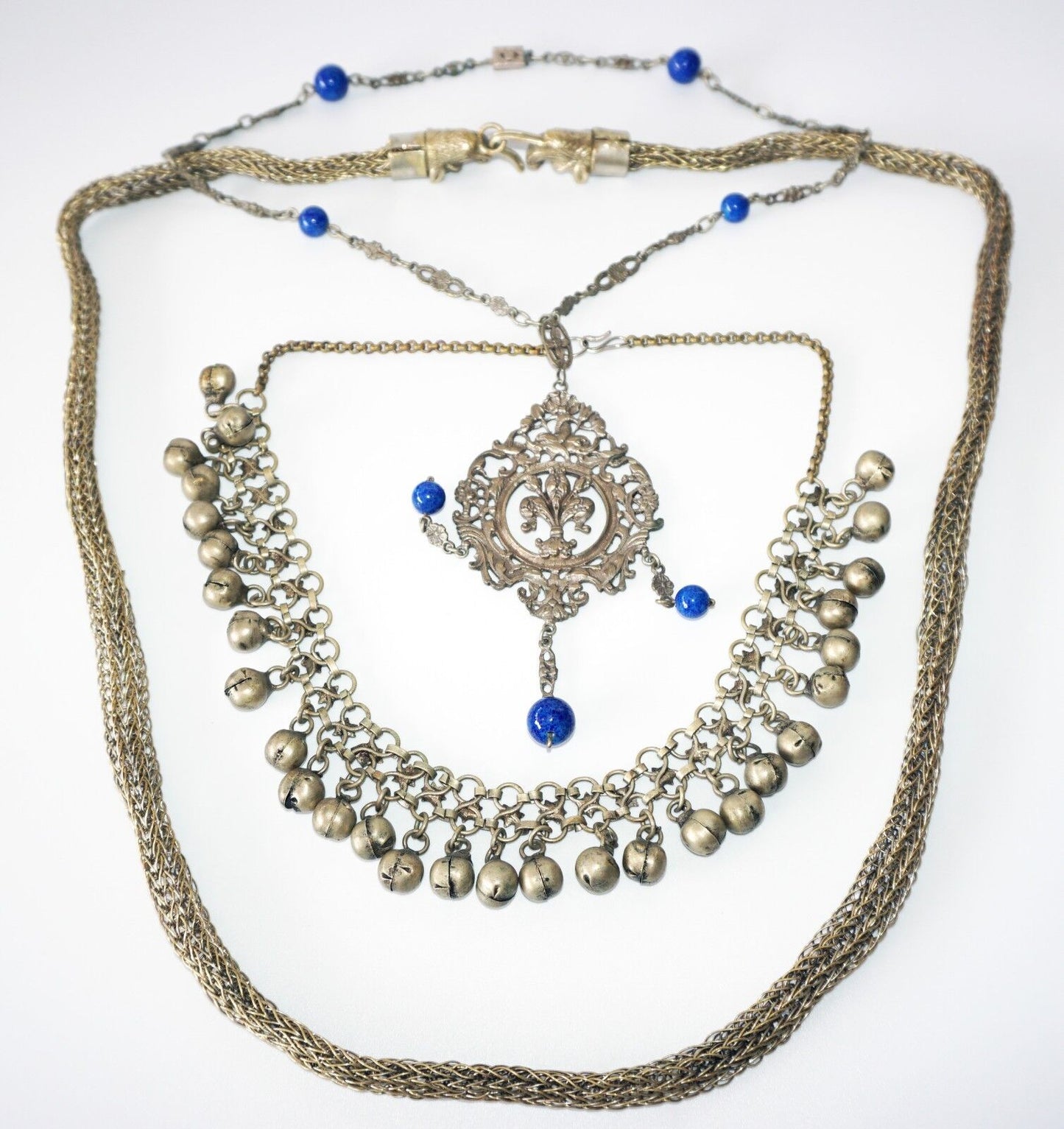 3x Indian Style Mixed Bead & Metal Chain Necklaces by Yasue Yamada (Yam)#9