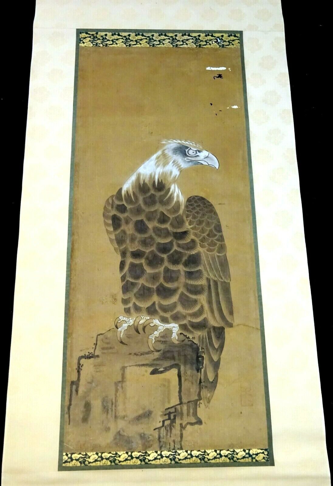 1850s Japanese Scroll Painting of a "Hawk Bird of Prey" from Samurai House (Fuj)