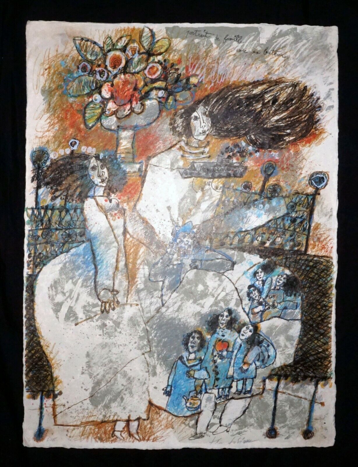 '78 French Print 6/175 Portrait de Famille Avec un Bateau by Theo Tobiasse (NoN)