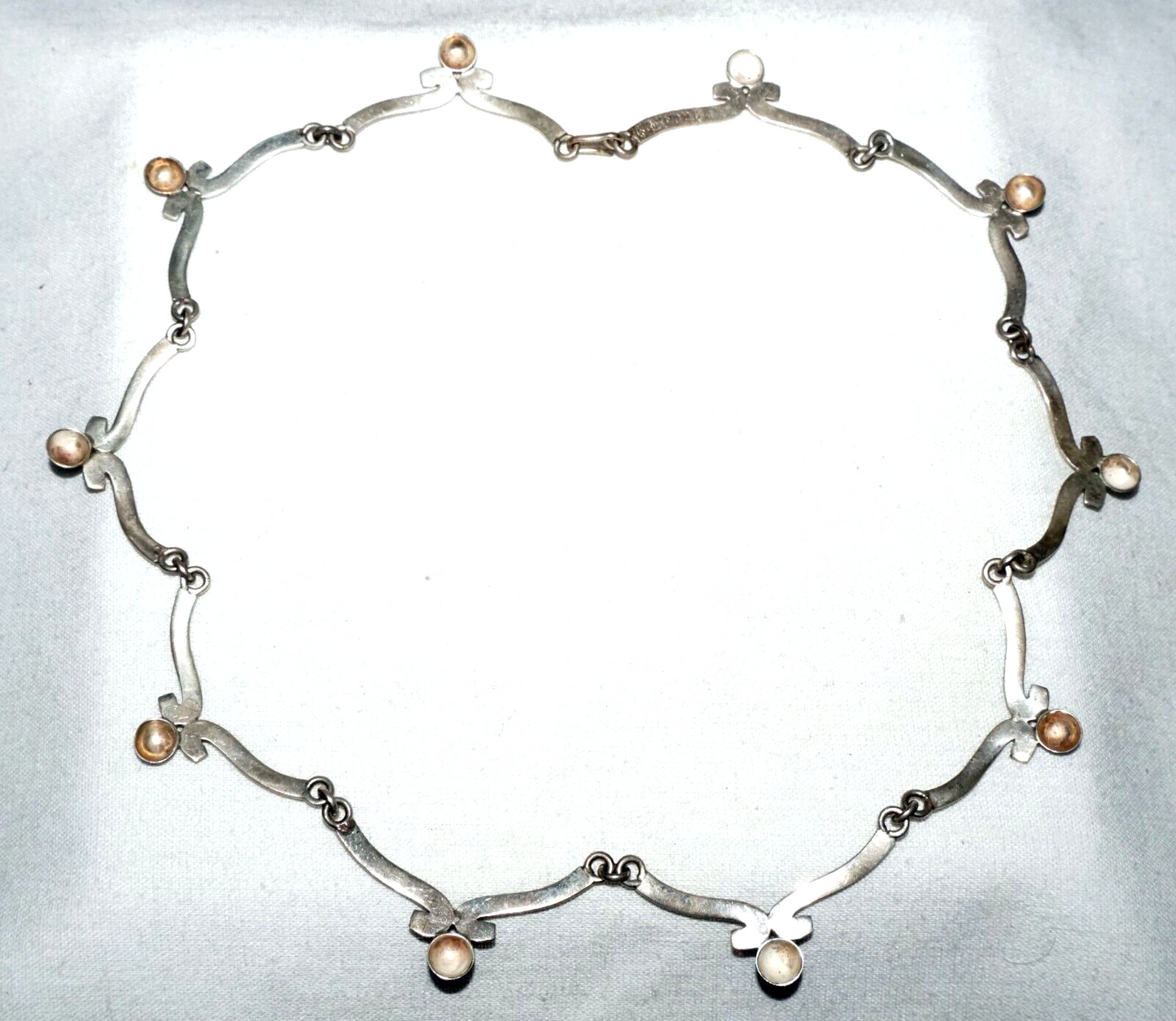 Vintage Mexican Sterling Silver Sectional Choker Necklace signed (LeS)L24