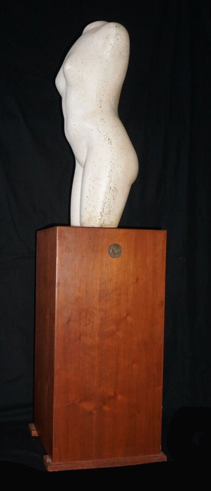 1930s Italy/CA White Stone Sculpture Torso by Beniamino B. Bufano on Stand (OkJ)