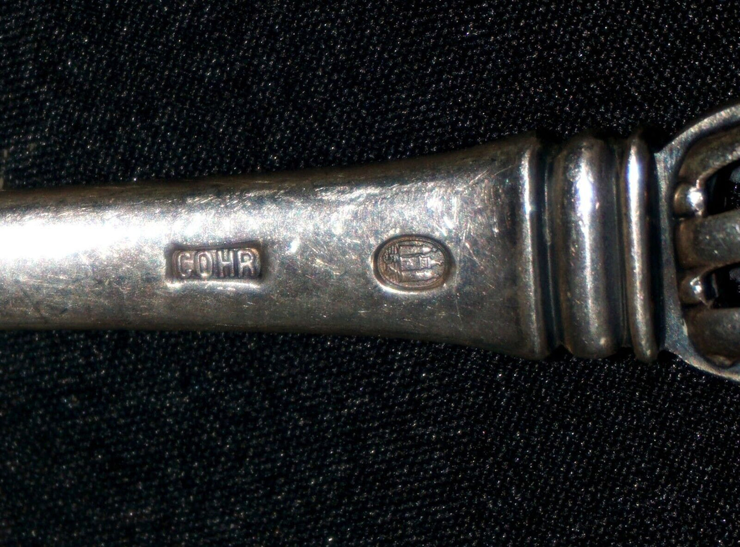 Danish Silver Serving Spoon & Fork w Pierced Curvilinear Reticulated Handle(AHB)