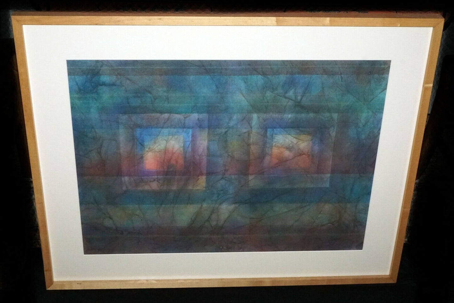 '03 Hawaii Modernist Watercolor Painting Square Eyes by Charles Eisho Higa (HeN)