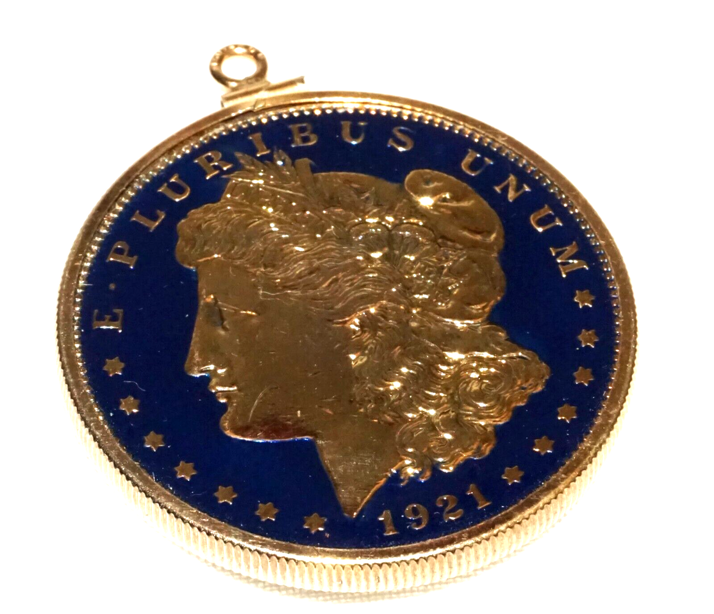 1921 US Morgan Dollar in Multicolor Enamels in G.P. Coin Bezel Pendant (RoT) #3