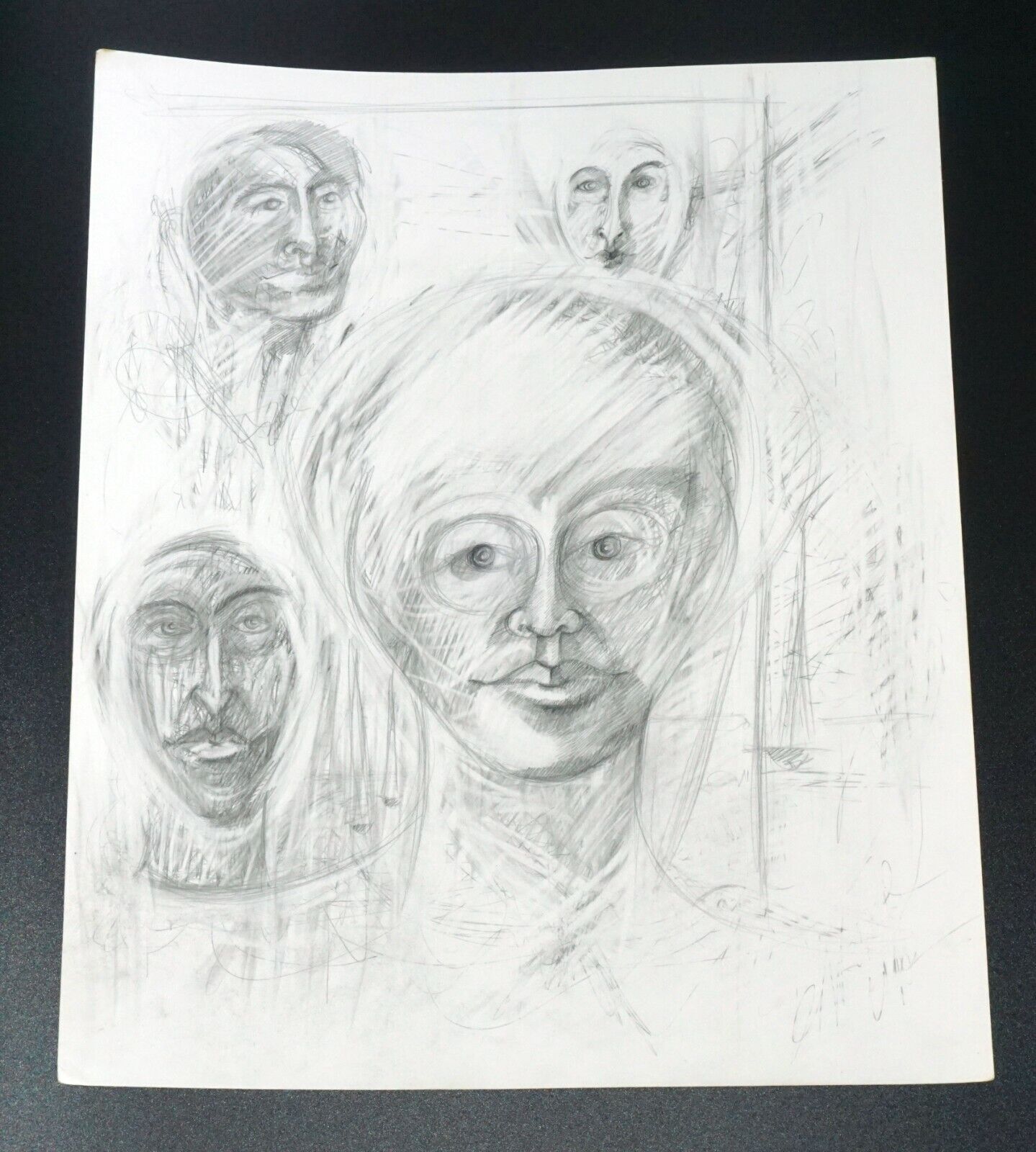 France Hawaii Outsider Art Pencil Drawing Bulbous Figures Claude Vedel (EtJ)#22