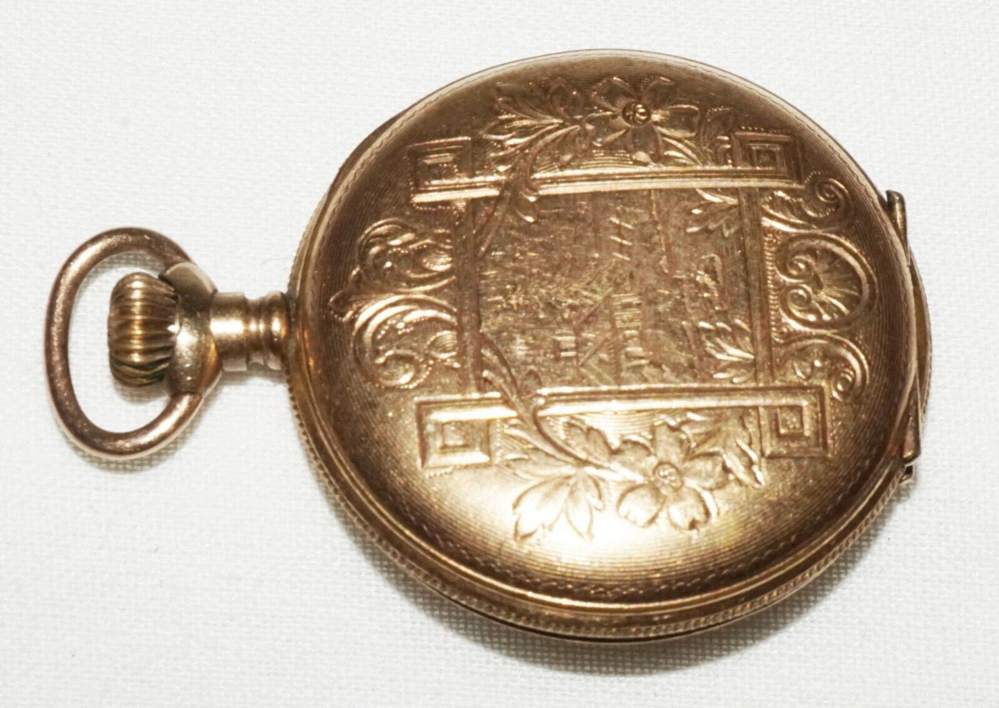 1906 US Gold Plated Hunter Case Ladies Manual Pocket Watch by Elgin (ShI)