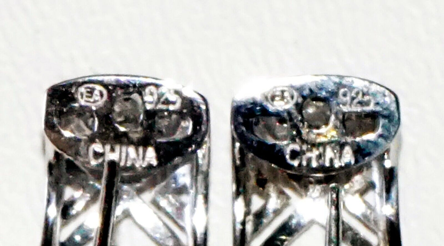 6x Pairs Sterling Silver Earrings Diamonds Amethyst Tanzanite Turquoise(SaR)#193