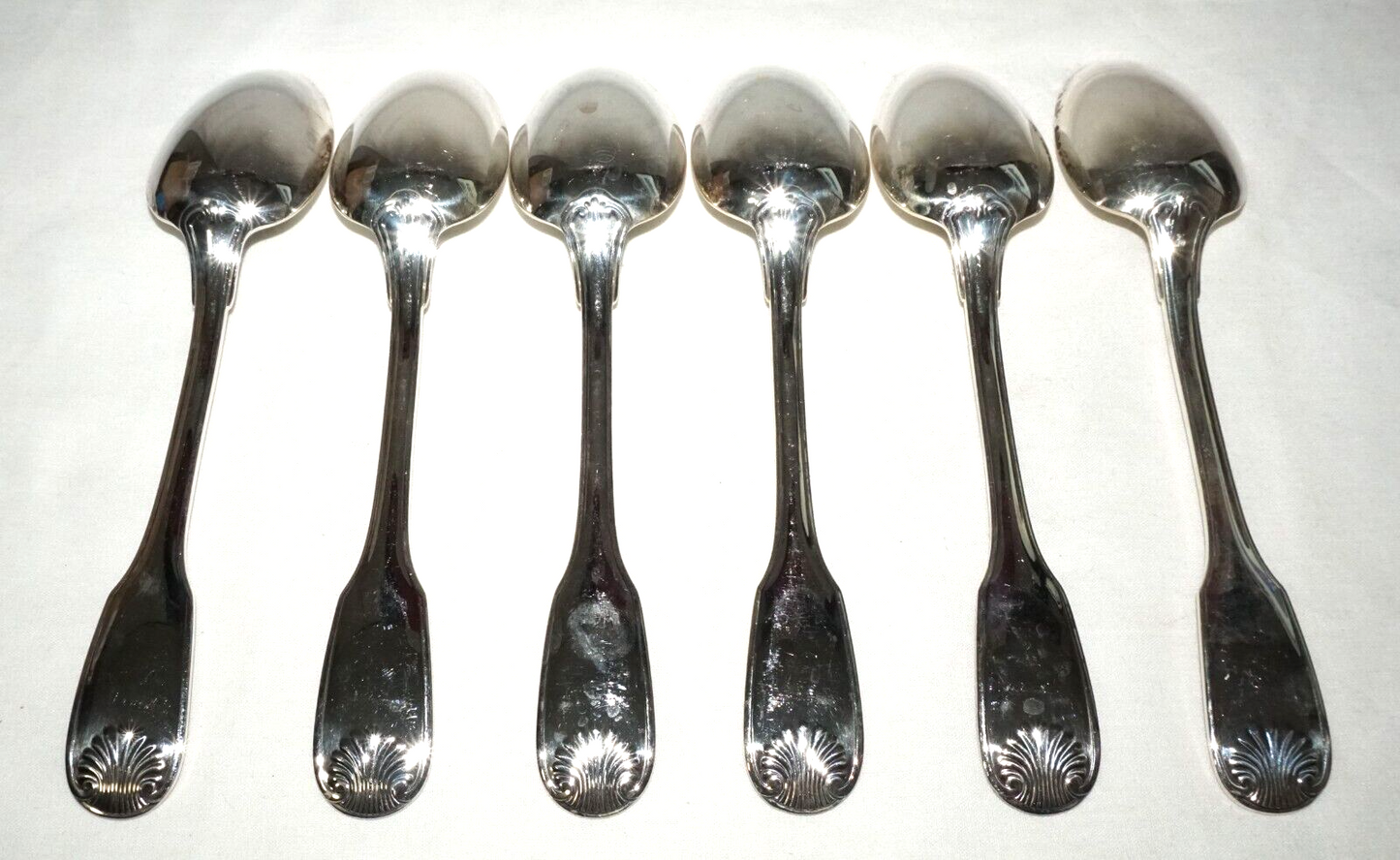 6Pc France Silver Plated Large Spoon Lot Shell Vendome Pat Christofle (NiC) L7