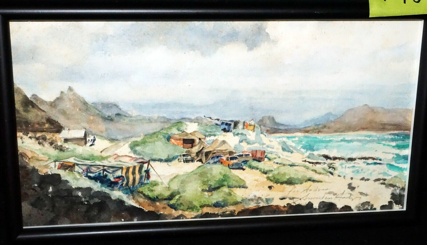 Hawaii Framed Watercolor Painting "Sandy Beach, Oahu" by Snowden Hodges (Sho)