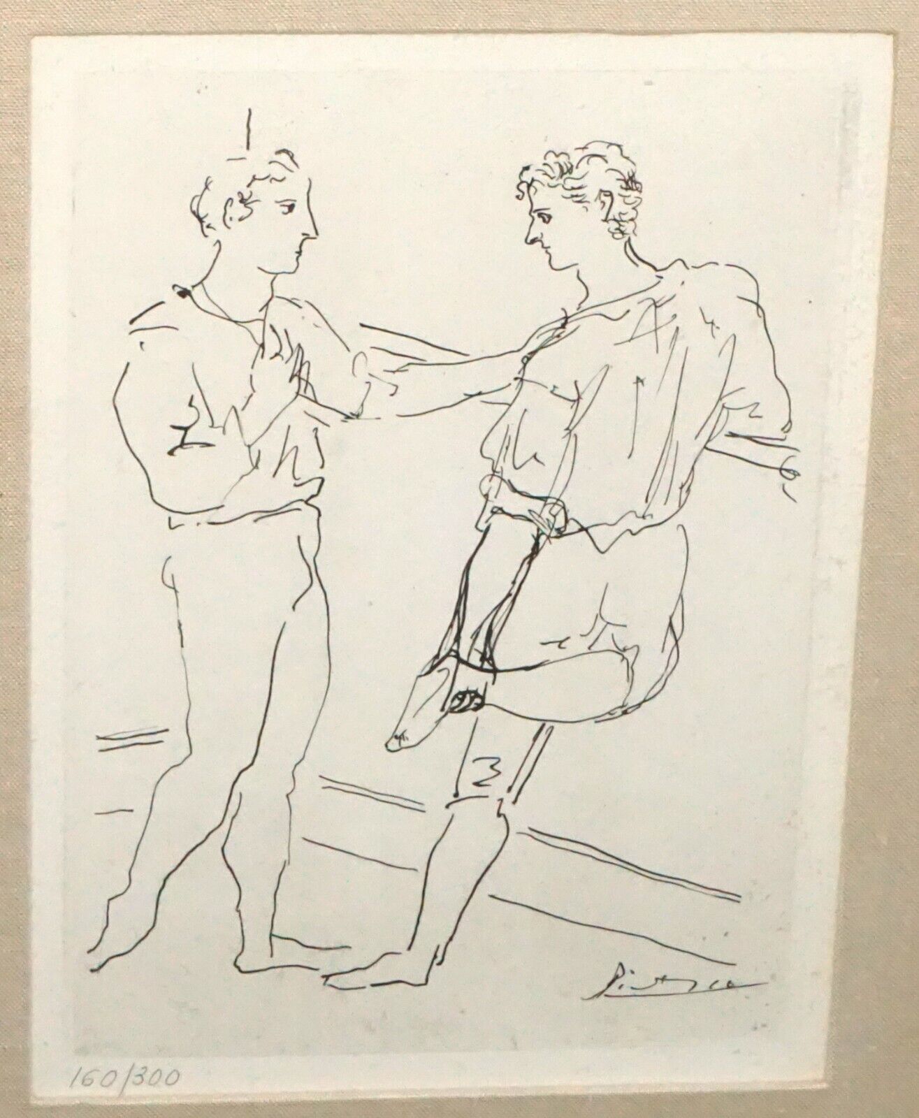 1920s Spanish Etching Print 160/300 Deux danseurs à la barre Pablo Picasso (PaN)