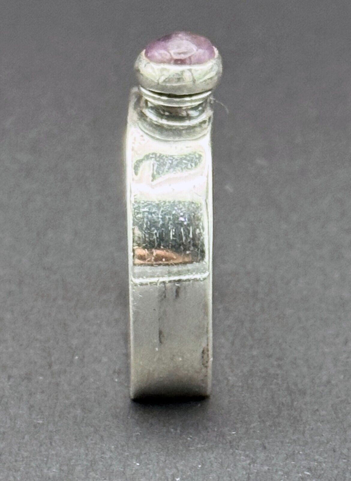 Vintage Mexican Sterling Travel Sz Perfume Bottle w Amethyst Accented Cap (MiM)