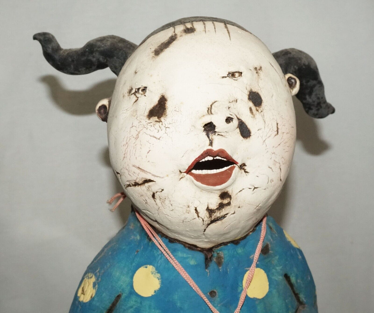 Contemp. Hawaii Pottery Sculpture Ponytail & Love Tattoo Girl by Jo Rowley (CuM)