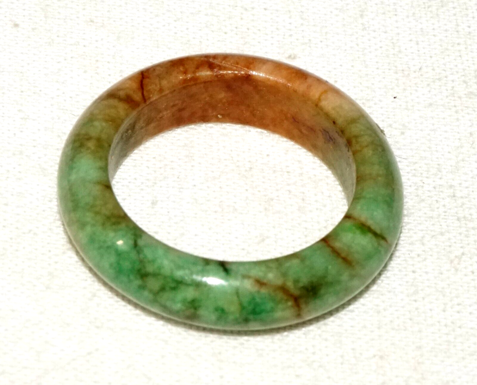 Vintage Chinese Green & Russet Jadeite Jade Ring Sz. 7.25  (GoB) #9