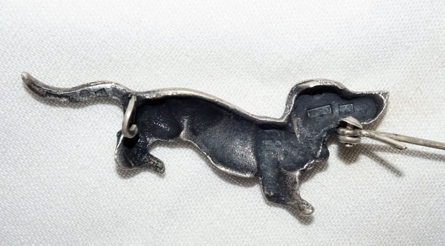 1950 Swedish Sterling Silver Dachshund Wiener Dog Brooch Pin by WGJ (ShI)