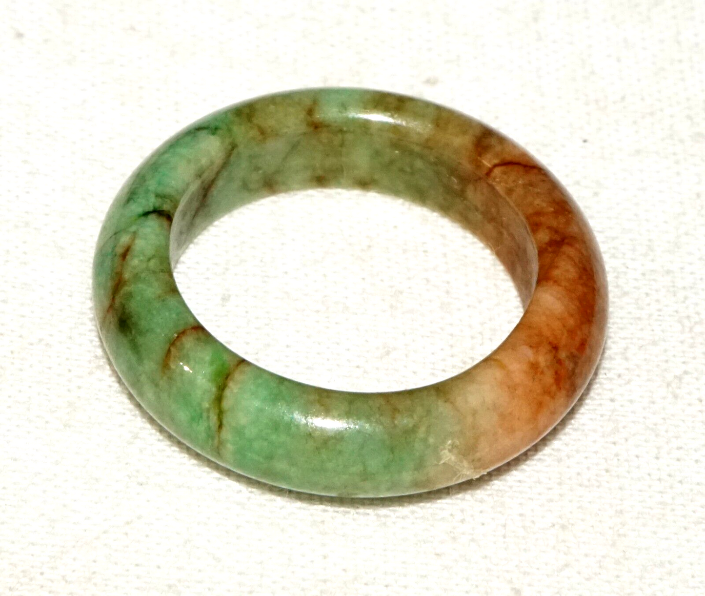Vintage Chinese Green & Russet Jadeite Jade Ring Sz. 7.25  (GoB) #9