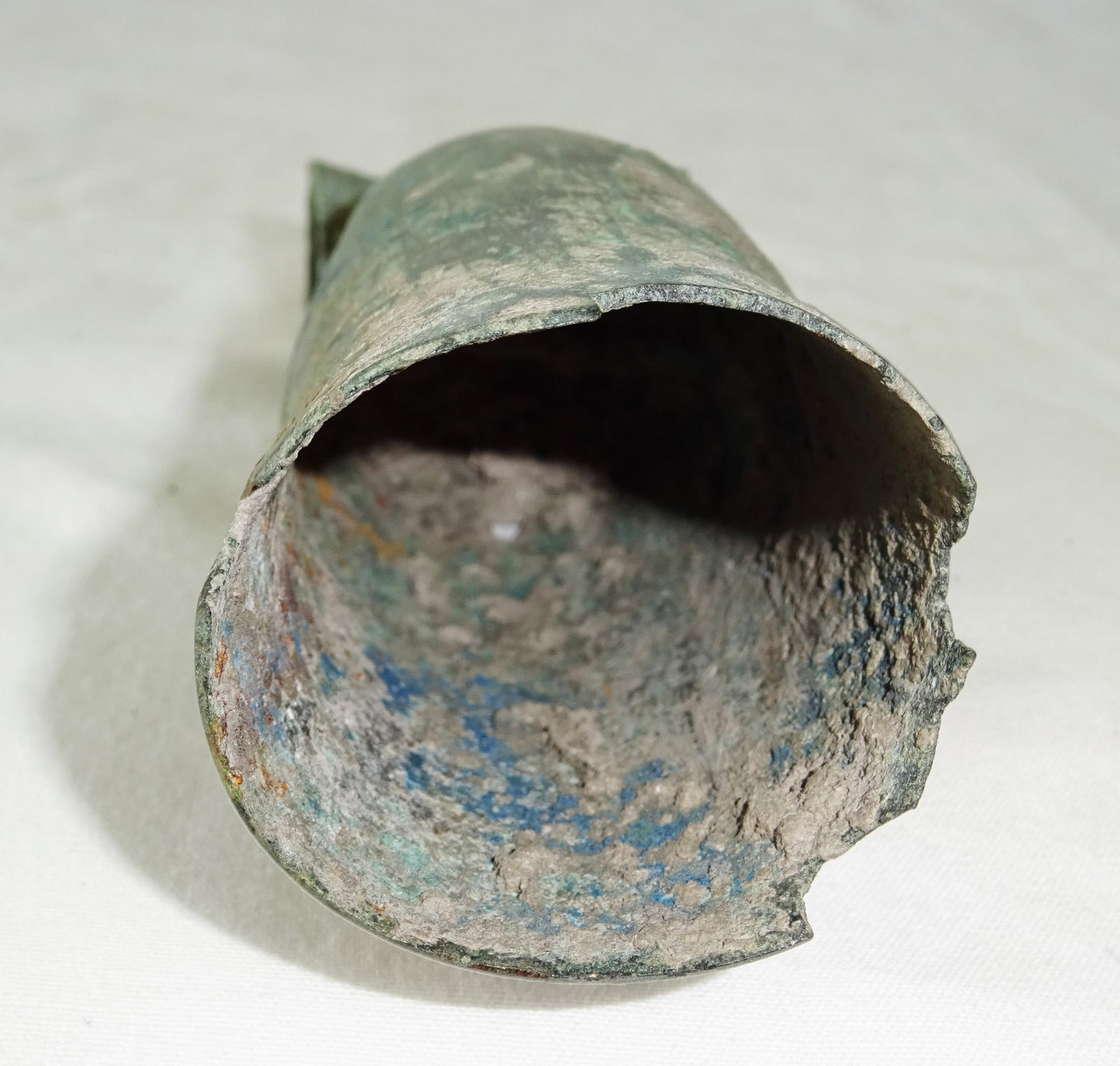 7-11C Thai Dvaravati Period Lop Buri Bronze Bell w. Tube Holder - Excavated(Mil)