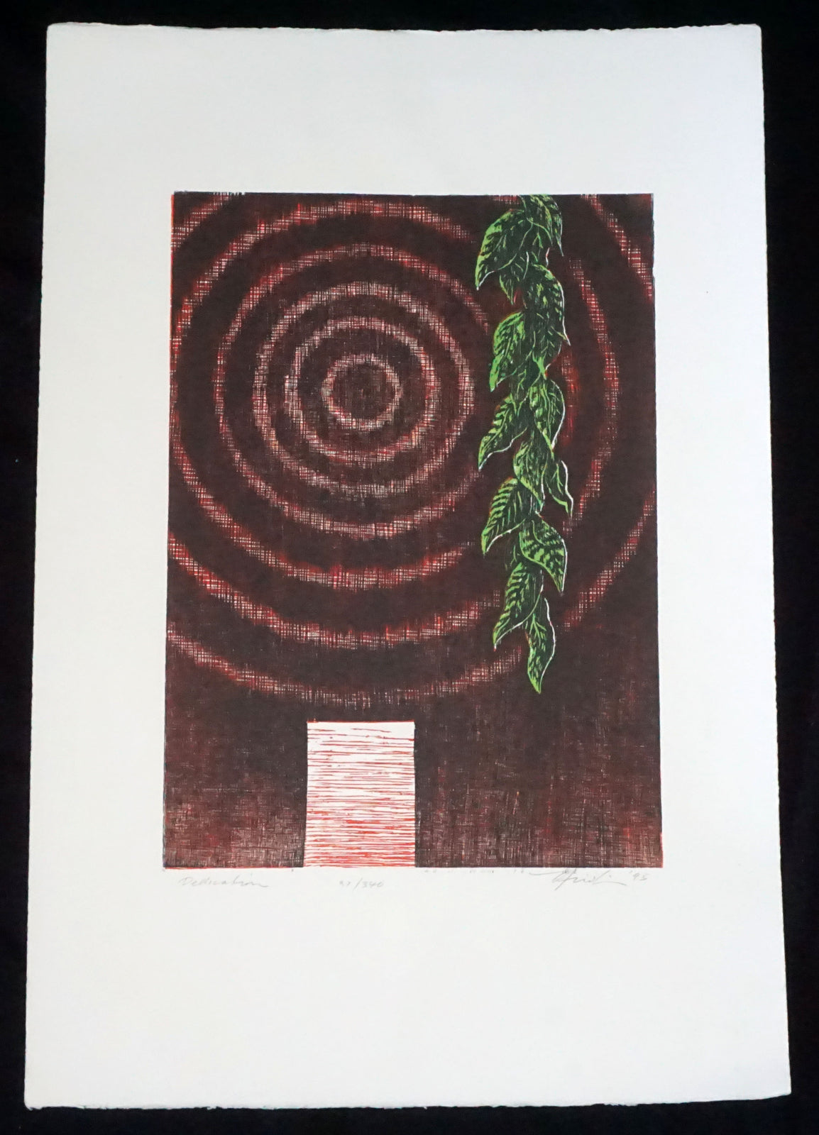02 Hawaii Woodcut Print 74/75 "Vertical Light" by Hiroki Morinoue (b.1947)(KuK)