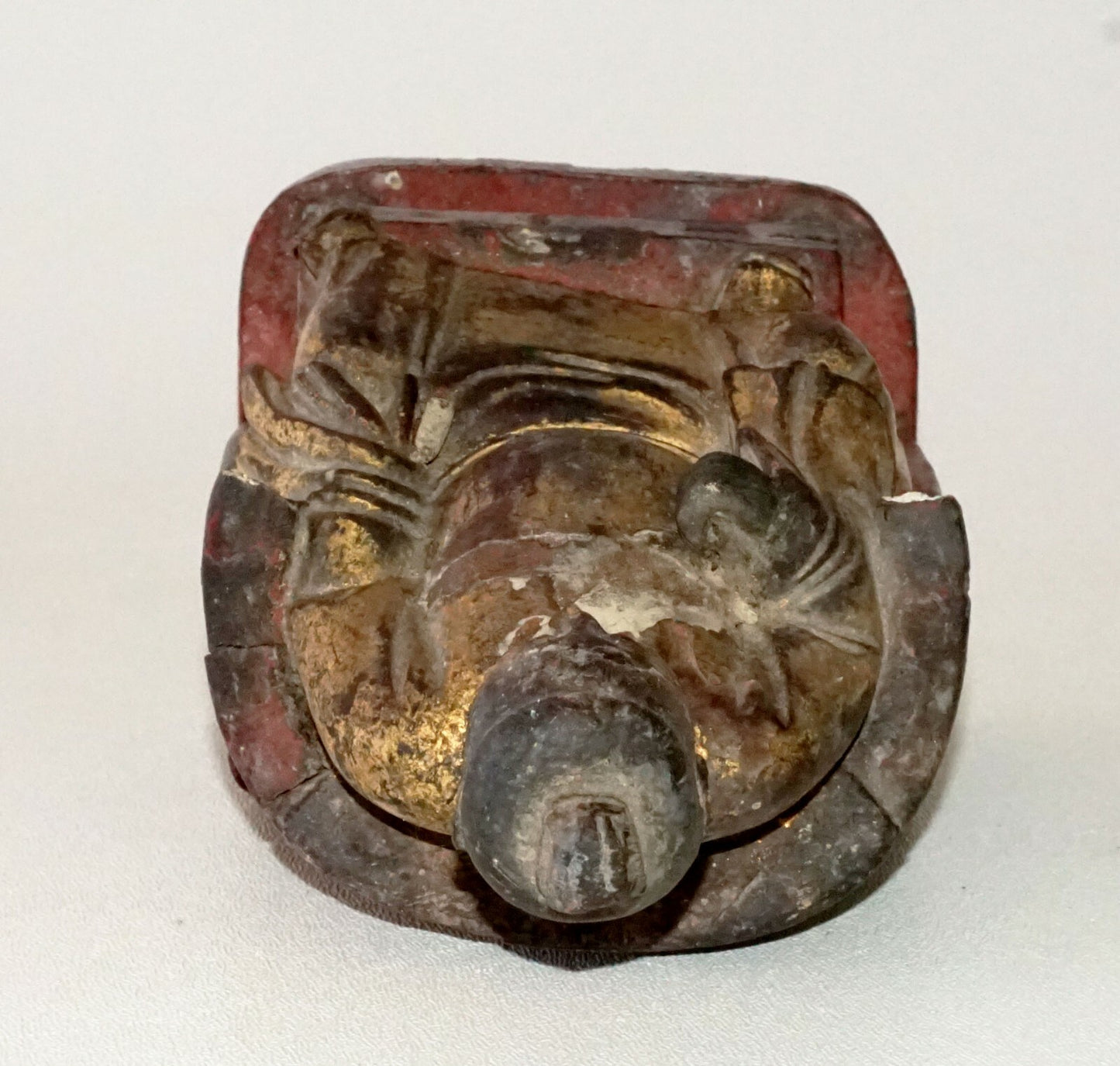 17/18C Chinese Gilt Wooden Folk Carving Seated Deity (MeE)