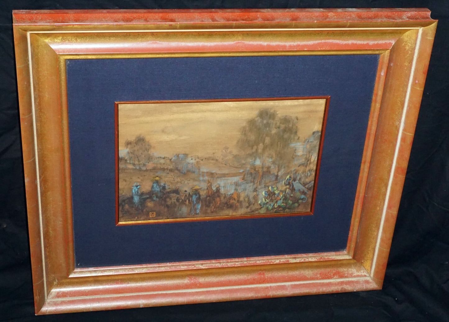 1920s Hawaii WC & Pastel Painting Riding to Kula Maui by Charles Bartlett (LLA)